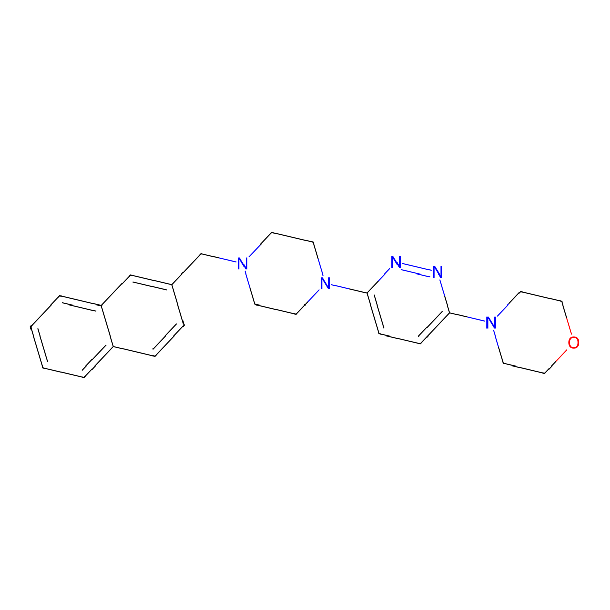 4-(6-{4-[(Naphthalen-2-yl)methyl]piperazin-1-yl}pyridazin-3-yl)morpholine molecular structure, CAS 2640970-70-1