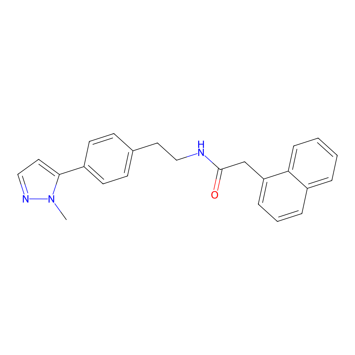 N-{2-[4-(1-methyl-1H-pyrazol-5-yl)phenyl]ethyl}-2-(naphthalen-1-yl)acetamide molecular structure, CAS 2640970-74-5