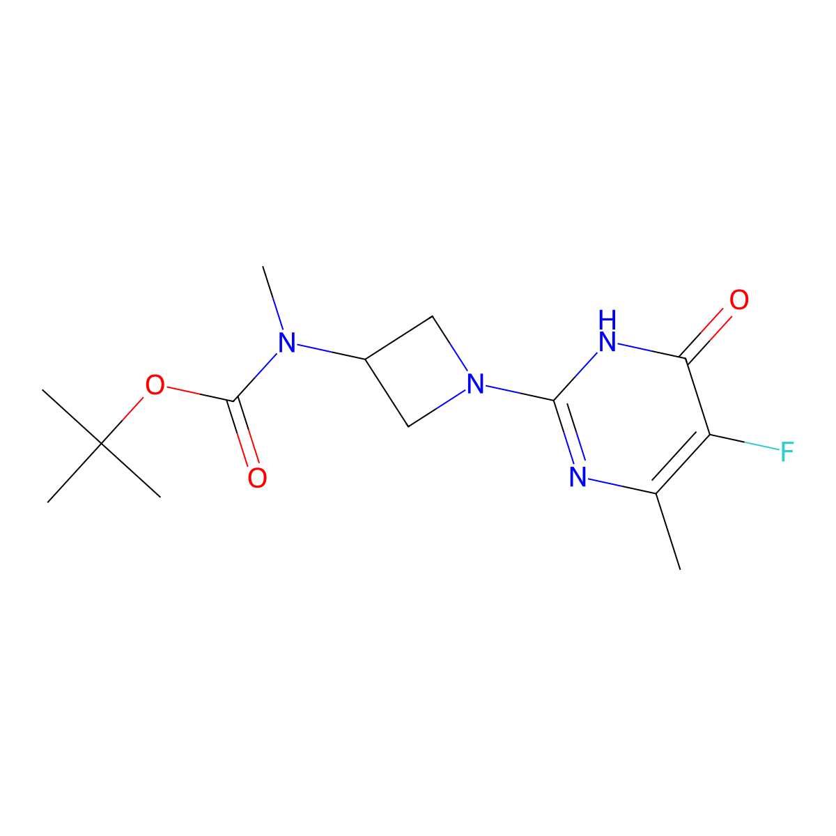 tert-butyl N-[1-(5-fluoro-4-methyl-6-oxo-1,6-dihydropyrimidin-2-yl)azetidin-3-yl]-N-methylcarbamate molecular structure, CAS 2640970-86-9