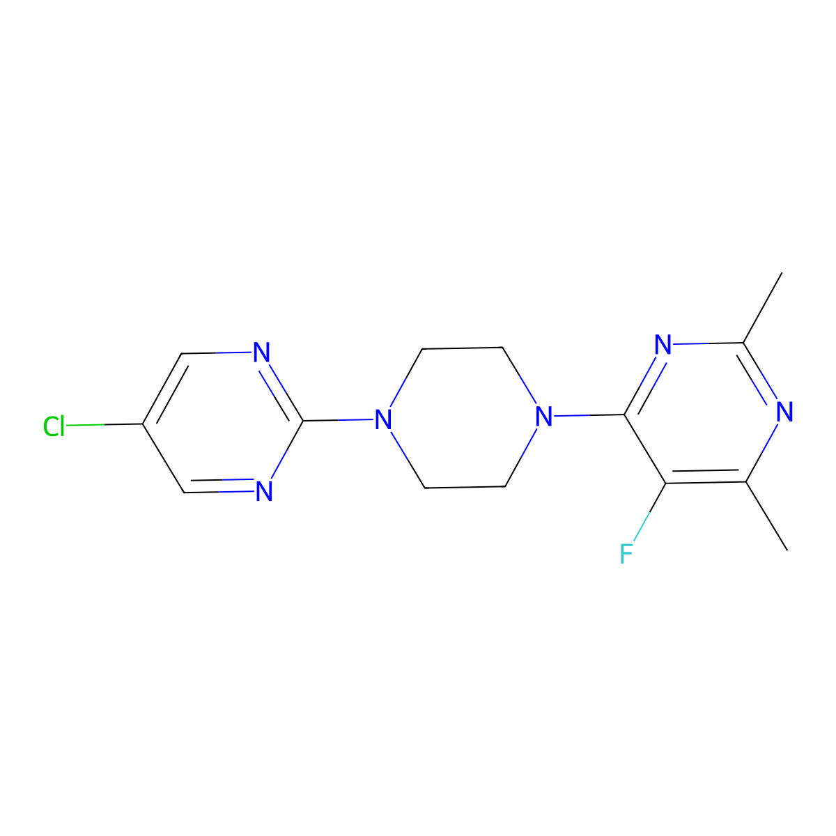 4-[4-(5-Chloropyrimidin-2-yl)piperazin-1-yl]-5-fluoro-2,6-dimethylpyrimidine molecular structure, CAS 2640970-88-1