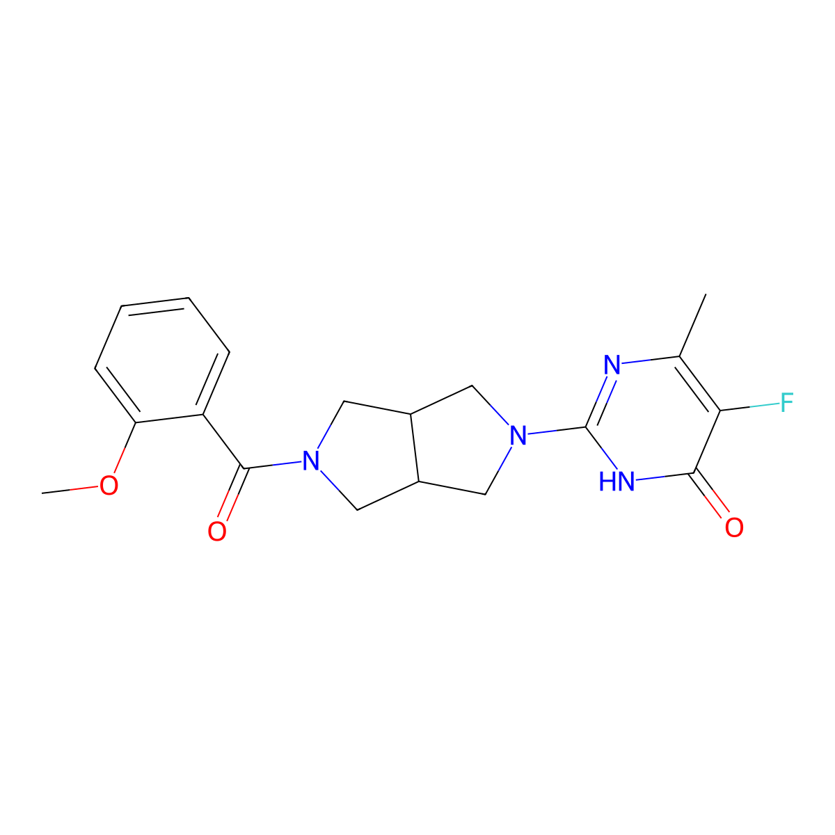 5-Fluoro-2-[5-(2-methoxybenzoyl)-octahydropyrrolo[3,4-c]pyrrol-2-yl]-6-methyl-3,4-dihydropyrimidin-4-one molecular structure, CAS 2640970-92-7