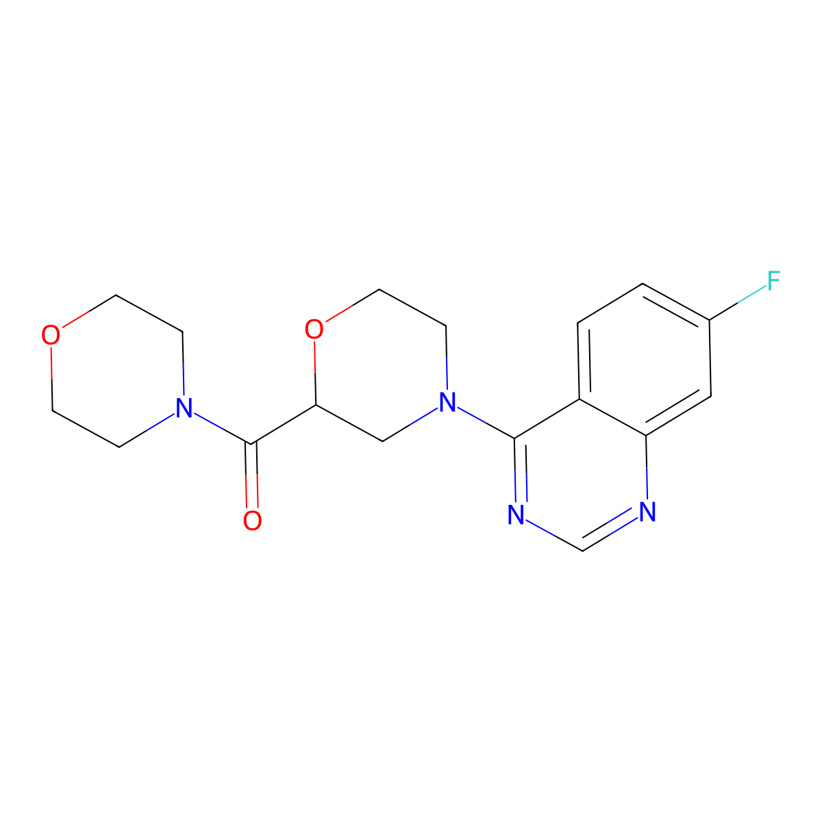 7-Fluoro-4-[2-(morpholine-4-carbonyl)morpholin-4-yl]quinazoline molecular structure, CAS 2640971-05-5
