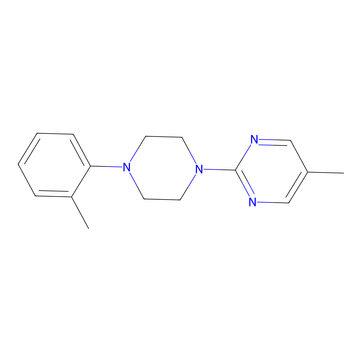 5-Methyl-2-[4-(2-methylphenyl)piperazin-1-yl]pyrimidine molecular structure, CAS 2640971-16-8