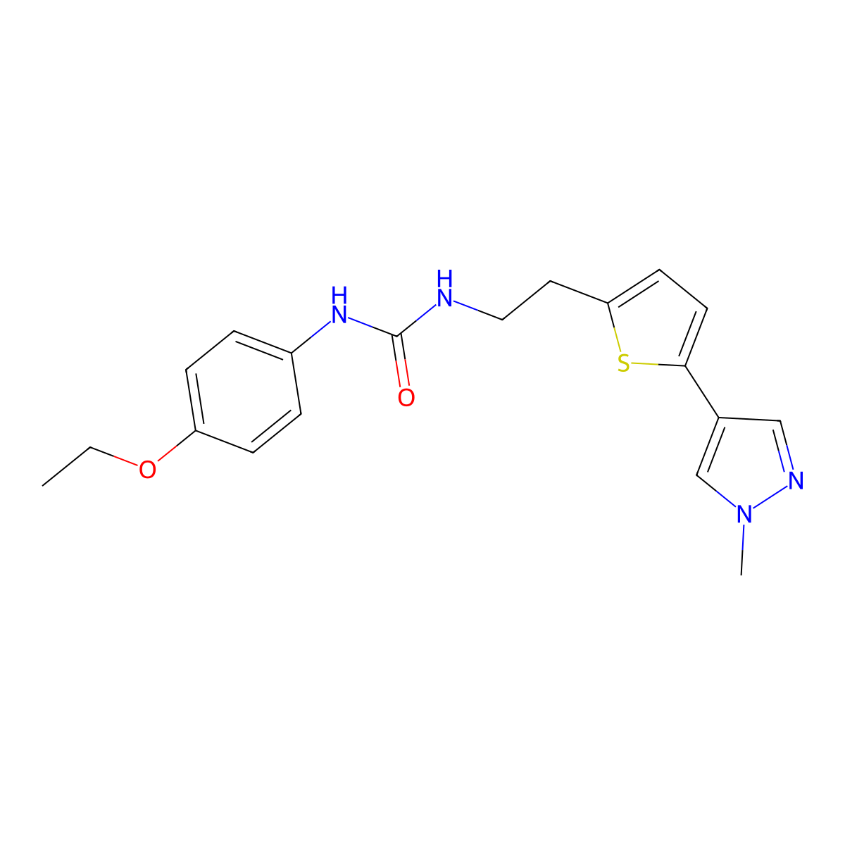 1-(4-ethoxyphenyl)-3-{2-[5-(1-methyl-1H-pyrazol-4-yl)thiophen-2-yl]ethyl}urea molecular structure, CAS 2640971-17-9