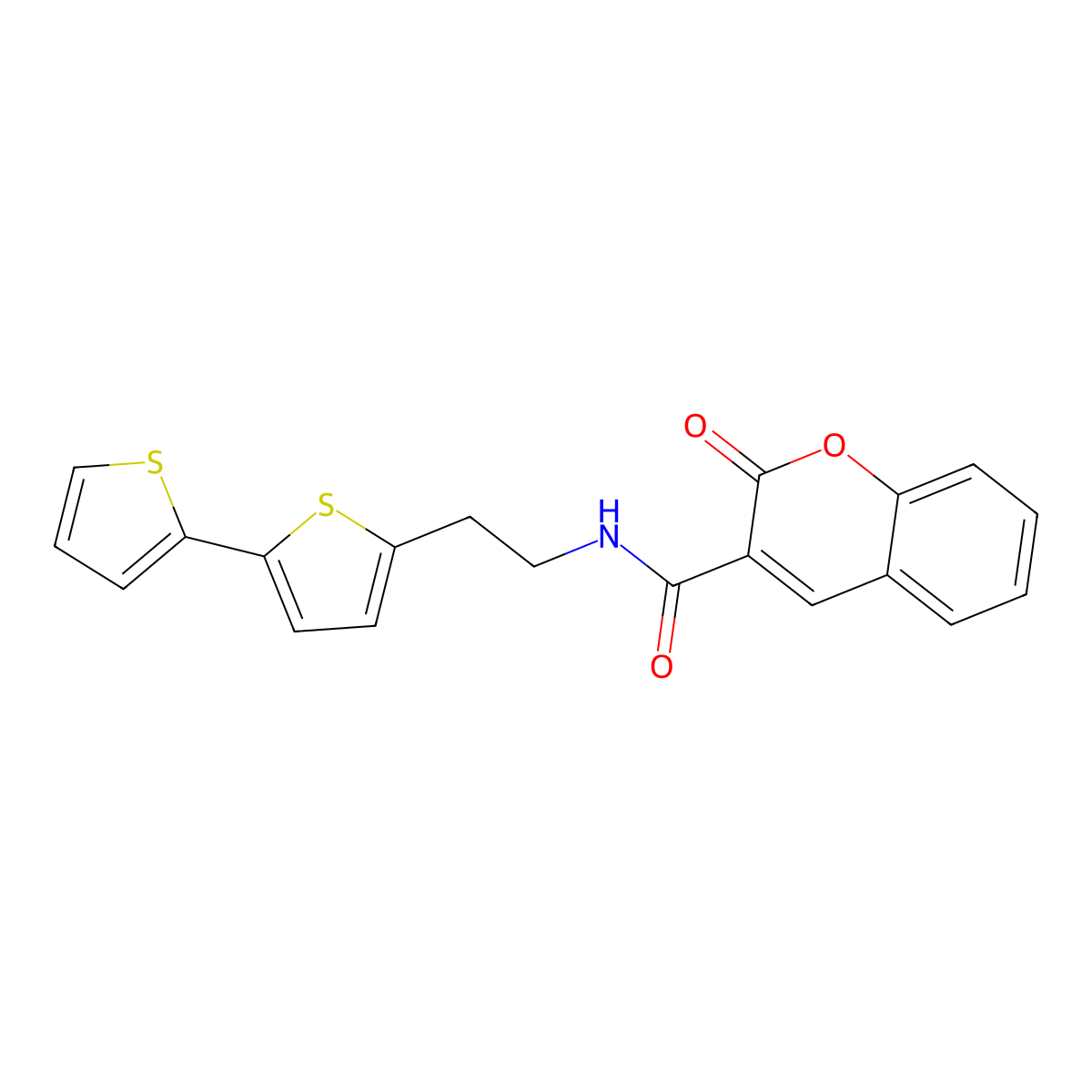 N-(2-{[2,2'-bithiophene]-5-yl}ethyl)-2-oxo-2H-chromene-3-carboxamide molecular structure, CAS 2640971-23-7