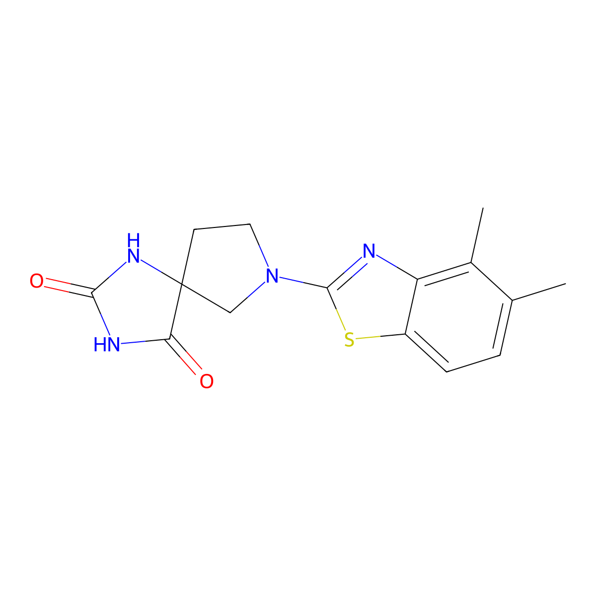 7-(4,5-Dimethyl-1,3-benzothiazol-2-yl)-1,3,7-triazaspiro[4.4]nonane-2,4-dione molecular structure, CAS 2640971-36-2