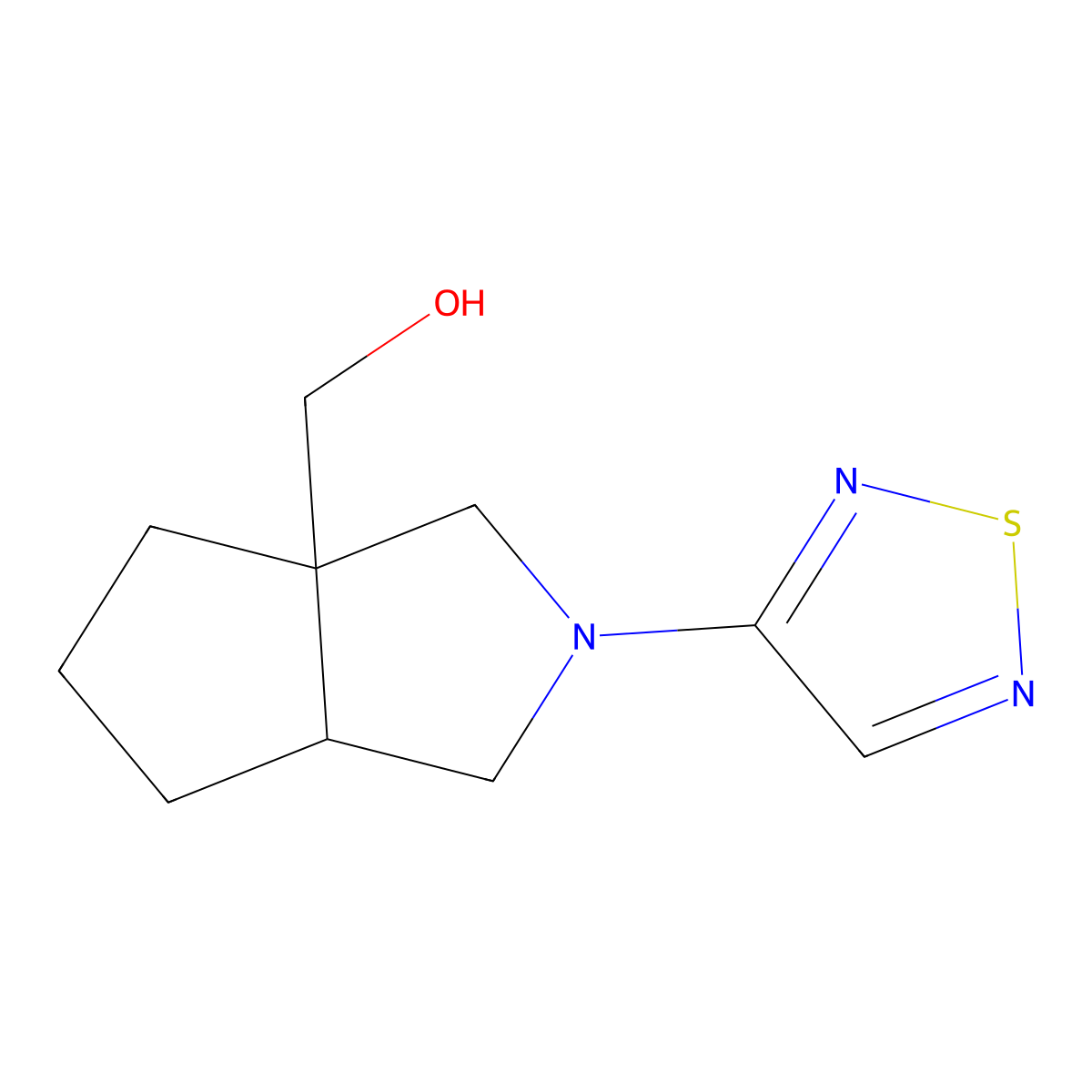 [2-(1,2,5-Thiadiazol-3-yl)-octahydrocyclopenta[c]pyrrol-3a-yl]methanol molecular structure, CAS 2640971-44-2