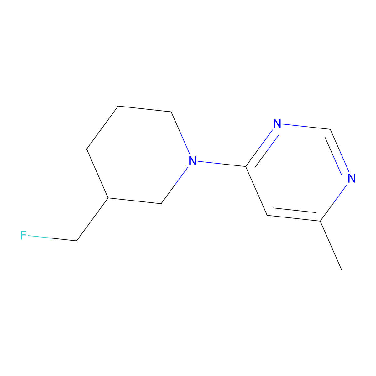 4-[3-(Fluoromethyl)piperidin-1-yl]-6-methylpyrimidine molecular structure, CAS 2640971-46-4