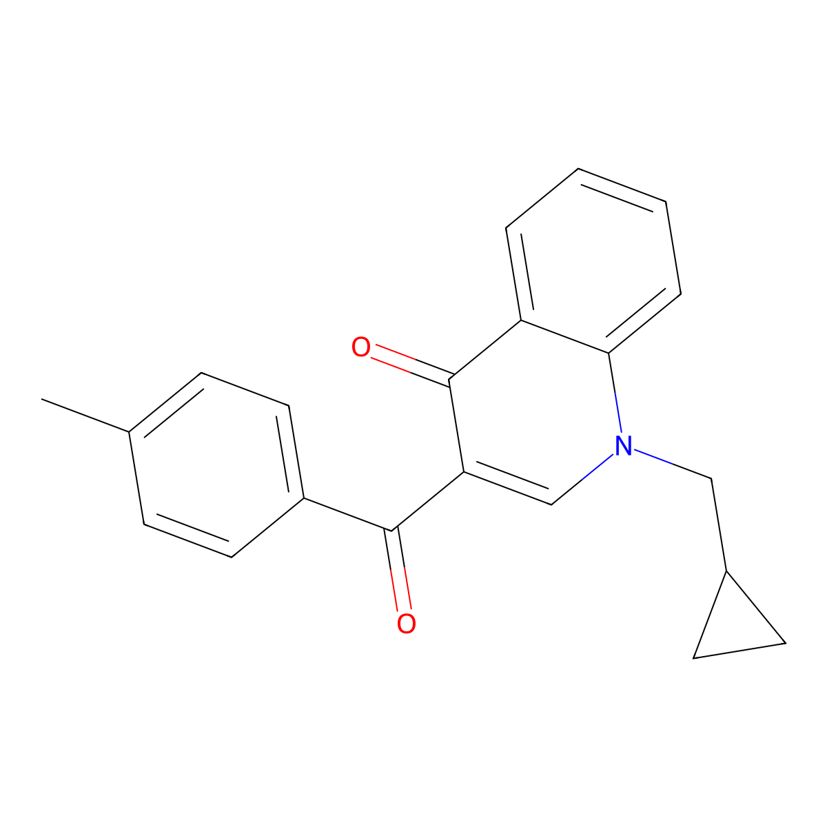 1-(Cyclopropylmethyl)-3-(4-methylbenzoyl)-1,4-dihydroquinolin-4-one molecular structure, CAS 2640971-48-6