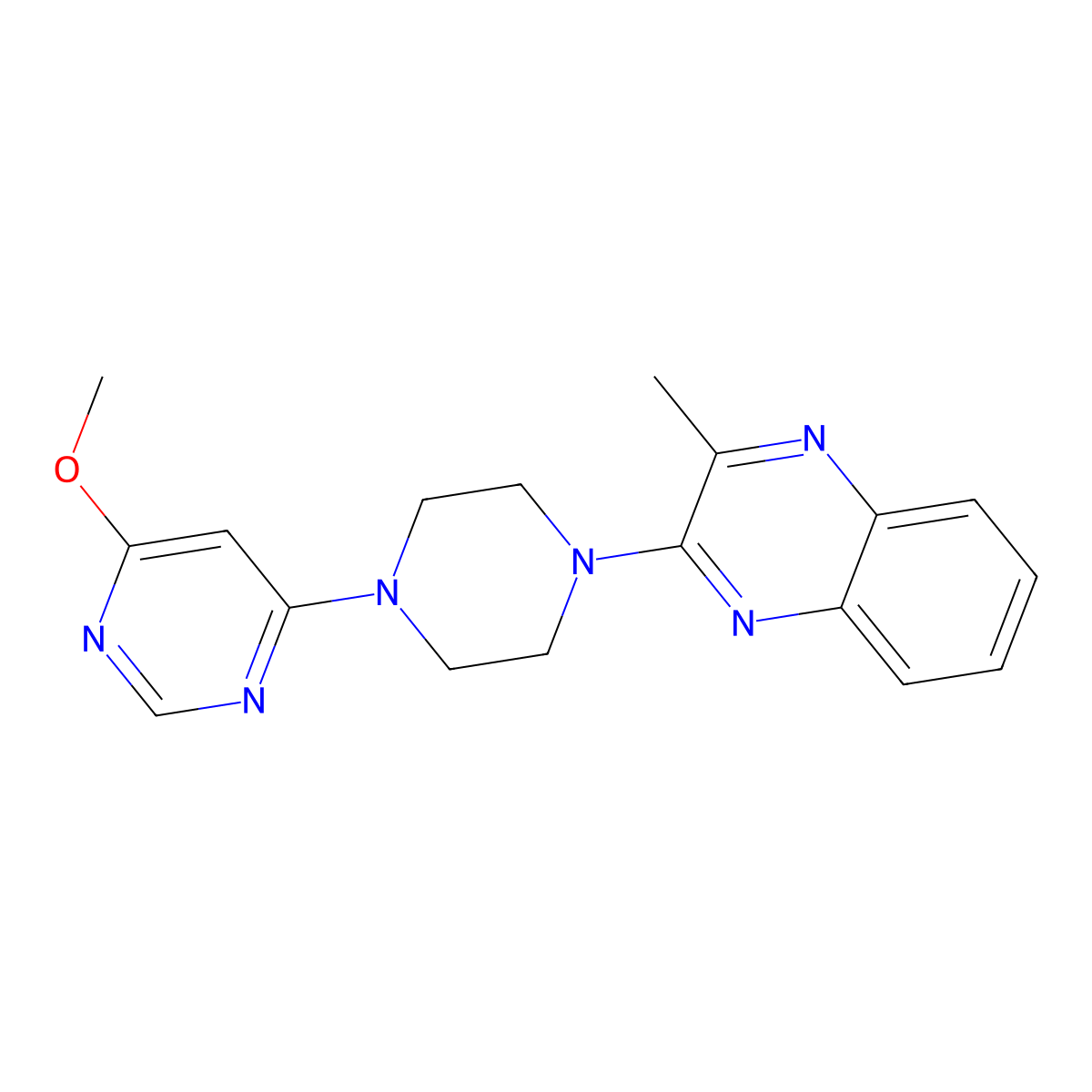 2-[4-(6-Methoxypyrimidin-4-yl)piperazin-1-yl]-3-methylquinoxaline molecular structure, CAS 2640971-52-2