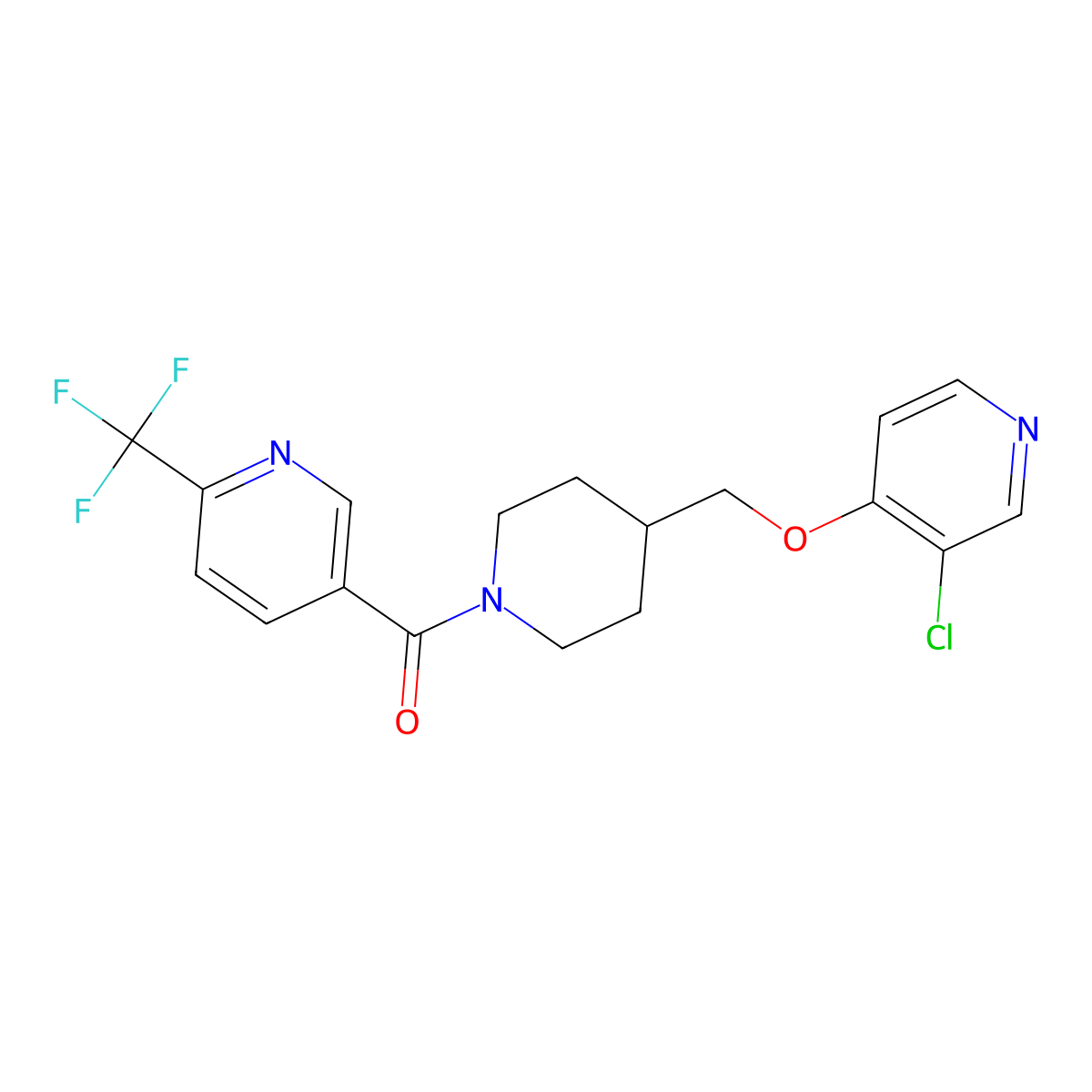 5-(4-{[(3-Chloropyridin-4-yl)oxy]methyl}piperidine-1-carbonyl)-2-(trifluoromethyl)pyridine molecular structure, CAS 2640971-58-8