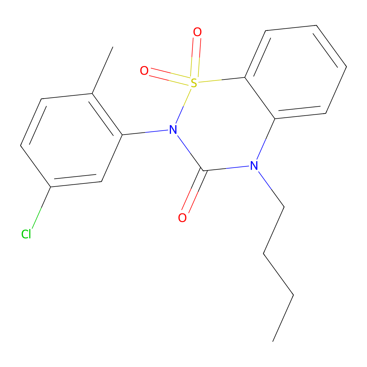 4-Butyl-2-(5-chloro-2-methylphenyl)-1,1-dioxo-1lambda6,2,4-benzothiadiazin-3-one molecular structure, CAS 2640971-61-3