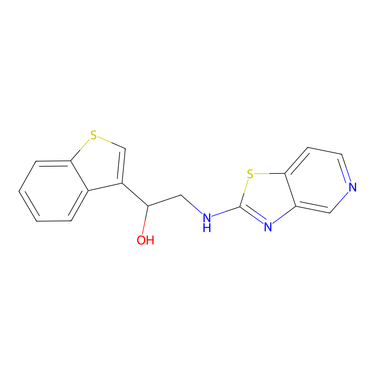 1-(1-Benzothiophen-3-yl)-2-({[1,3]thiazolo[4,5-c]pyridin-2-yl}amino)ethan-1-ol molecular structure, CAS 2640971-71-5