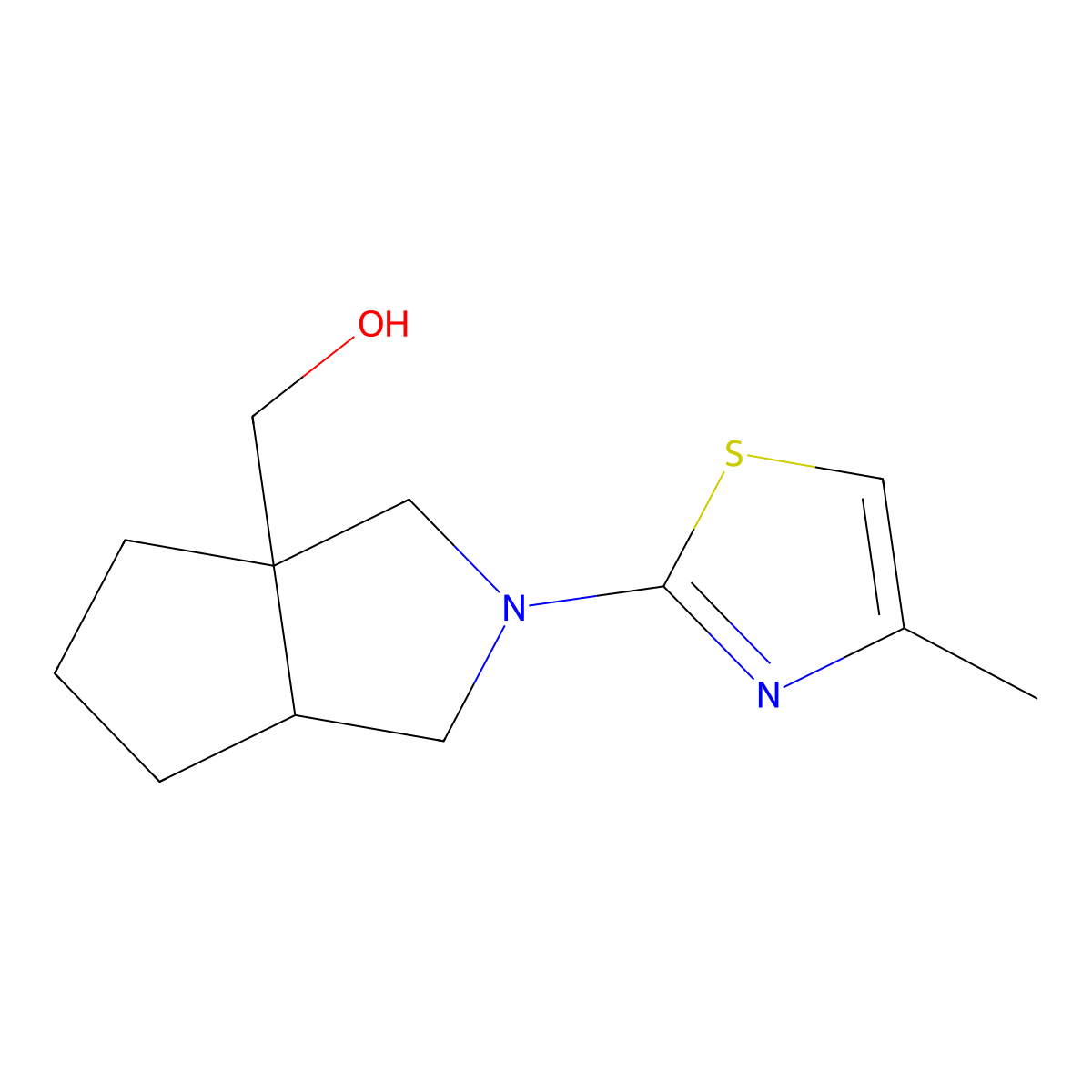 [2-(4-Methyl-1,3-thiazol-2-yl)-octahydrocyclopenta[c]pyrrol-3a-yl]methanol molecular structure, CAS 2640971-76-0