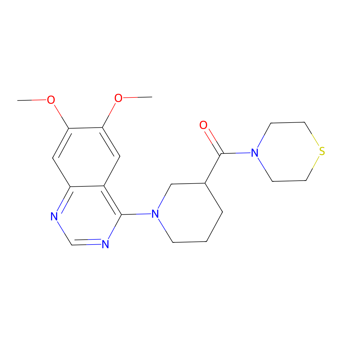6,7-Dimethoxy-4-[3-(thiomorpholine-4-carbonyl)piperidin-1-yl]quinazoline molecular structure, CAS 2640971-79-3