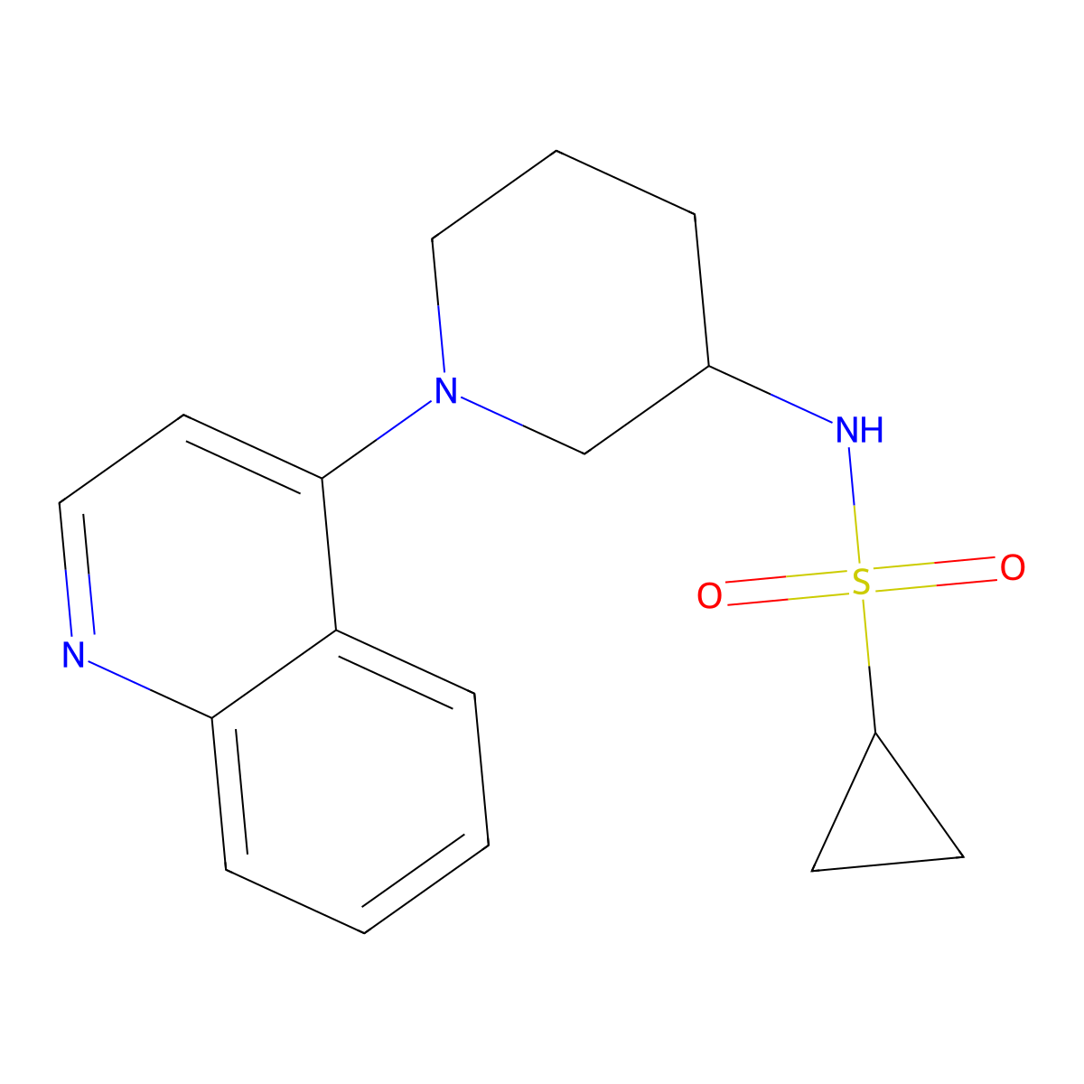 N-[1-(quinolin-4-yl)piperidin-3-yl]cyclopropanesulfonamide molecular structure, CAS 2640971-81-7