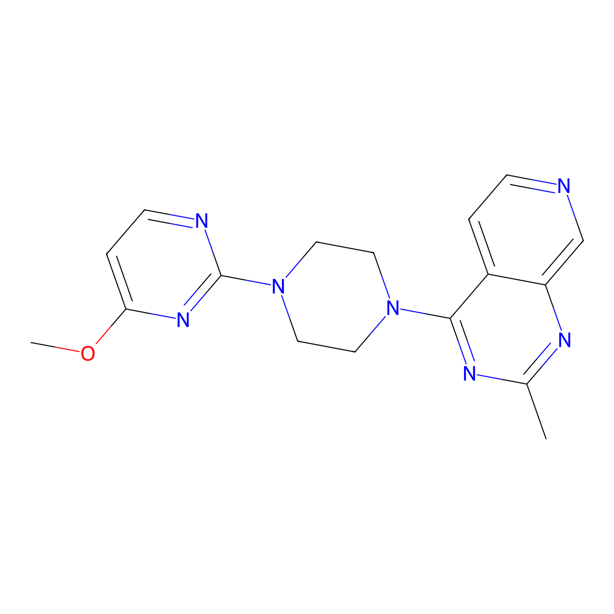 4-Methoxy-2-(4-{2-methylpyrido[3,4-d]pyrimidin-4-yl}piperazin-1-yl)pyrimidine molecular structure, CAS 2640971-94-2