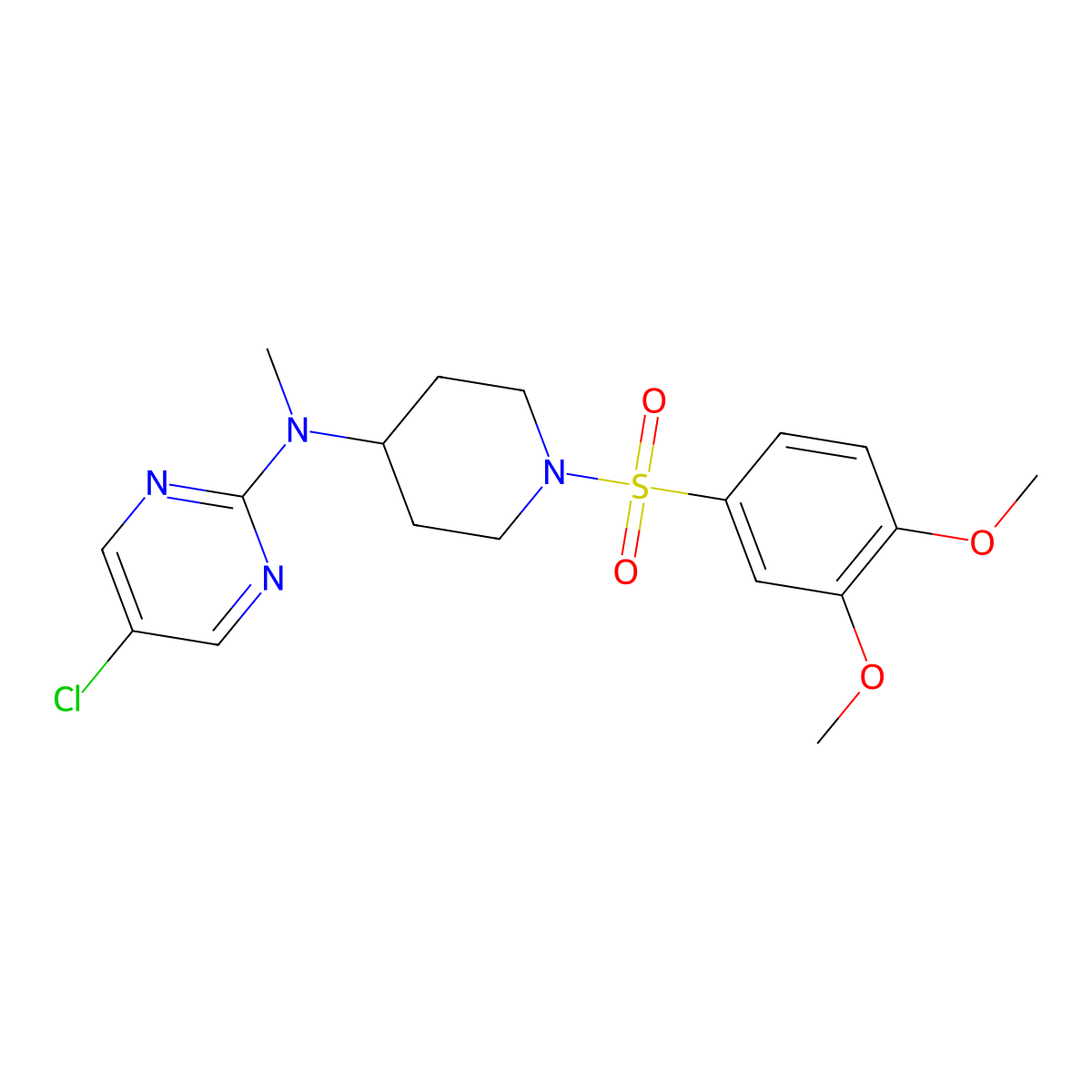 5-chloro-N-[1-(3,4-dimethoxybenzenesulfonyl)piperidin-4-yl]-N-methylpyrimidin-2-amine molecular structure, CAS 2640971-95-3
