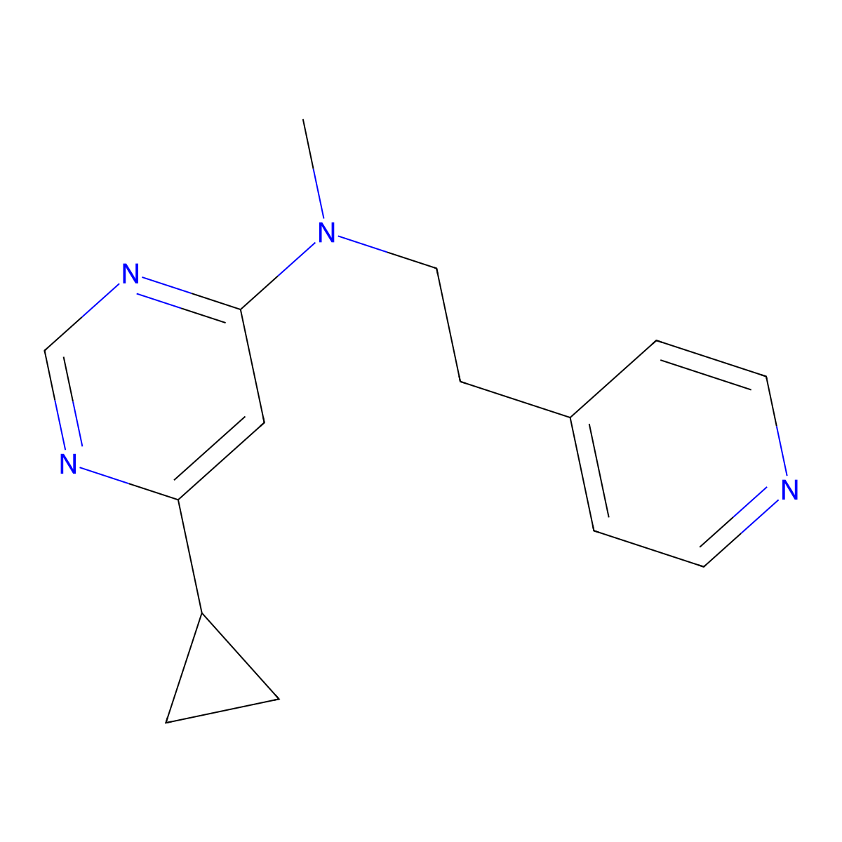 6-cyclopropyl-N-methyl-N-[2-(pyridin-4-yl)ethyl]pyrimidin-4-amine molecular structure, CAS 2640971-97-5