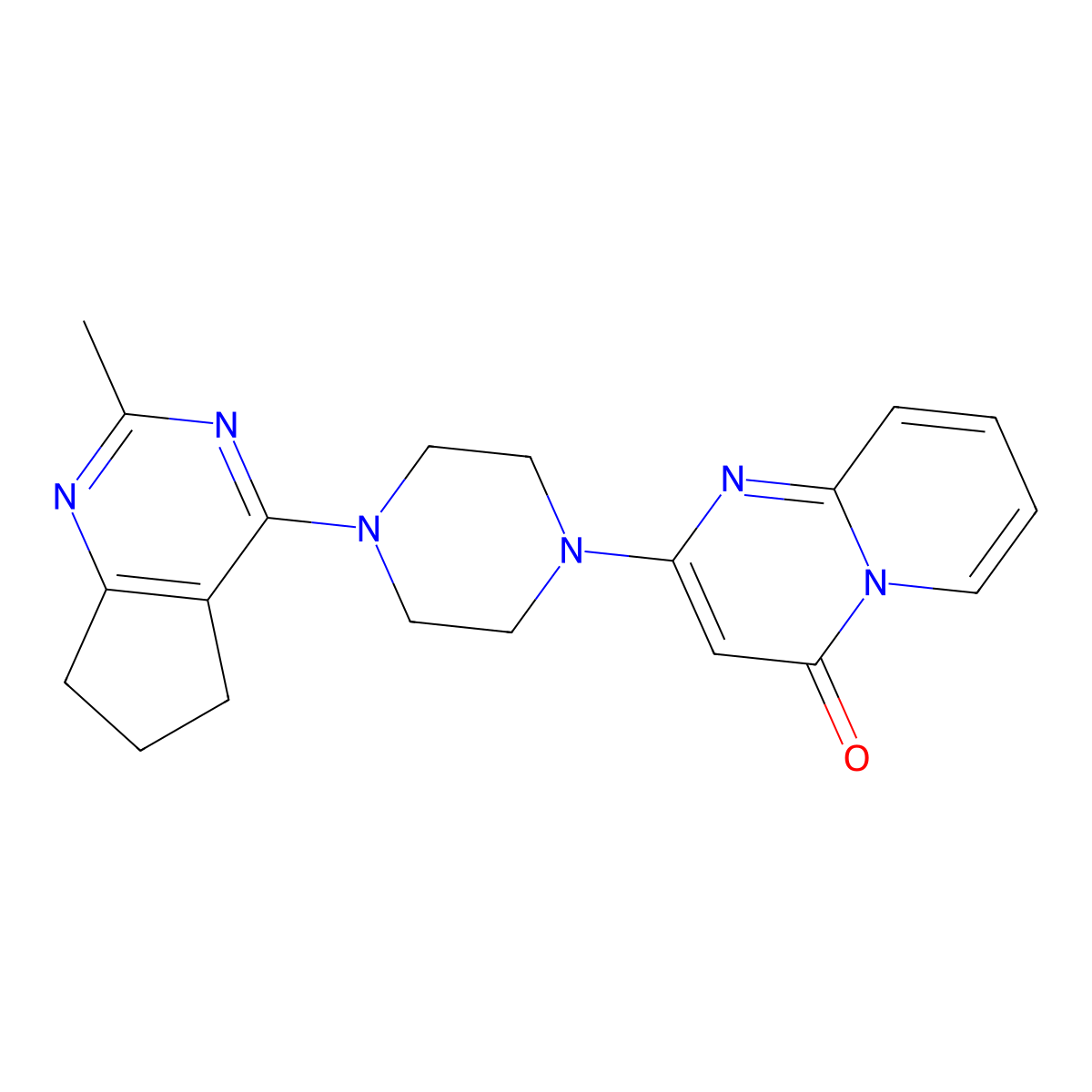 2-(4-{2-methyl-5H,6H,7H-cyclopenta[d]pyrimidin-4-yl}piperazin-1-yl)-4H-pyrido[1,2-a]pyrimidin-4-one molecular structure, CAS 2640971-98-6