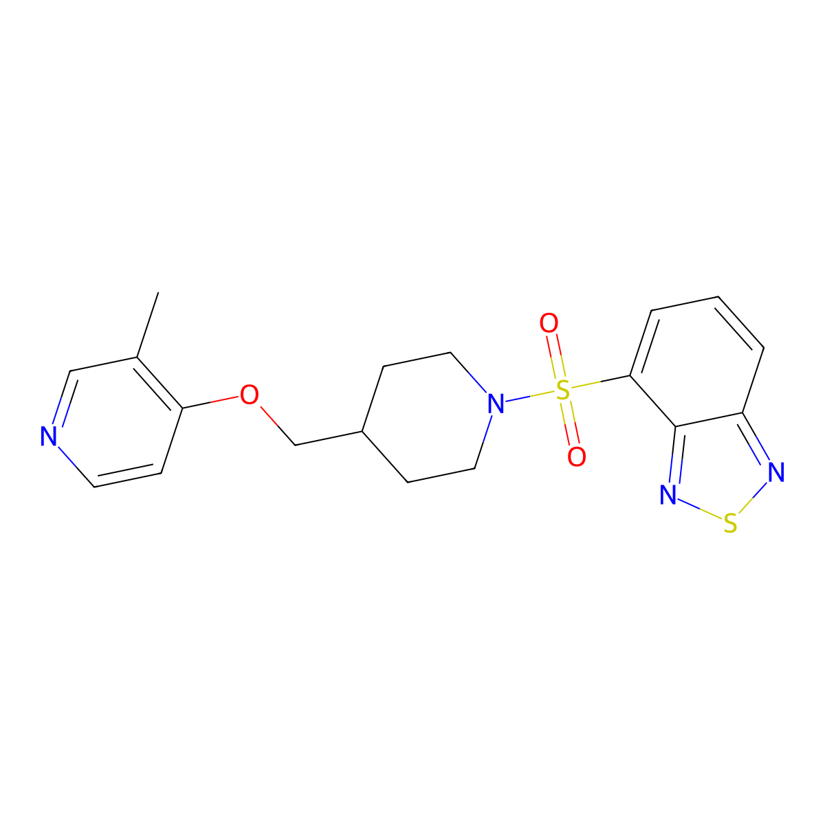 4-[(4-{[(3-Methylpyridin-4-yl)oxy]methyl}piperidin-1-yl)sulfonyl]-2,1,3-benzothiadiazole molecular structure, CAS 2640972-00-3