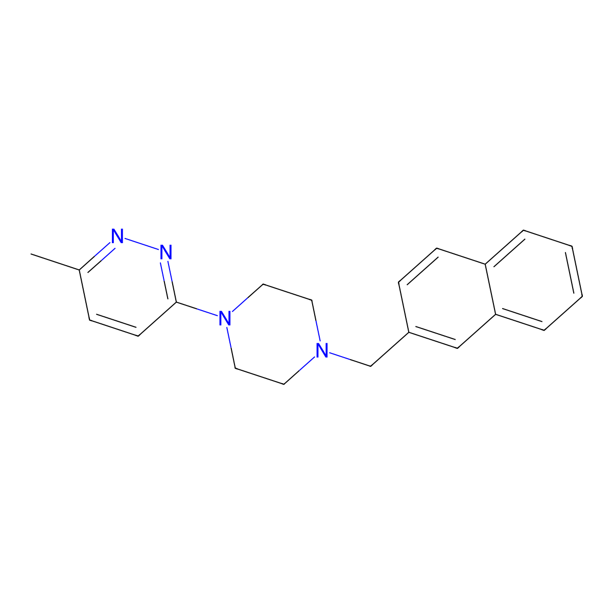 3-Methyl-6-{4-[(naphthalen-2-yl)methyl]piperazin-1-yl}pyridazine molecular structure, CAS 2640972-02-5