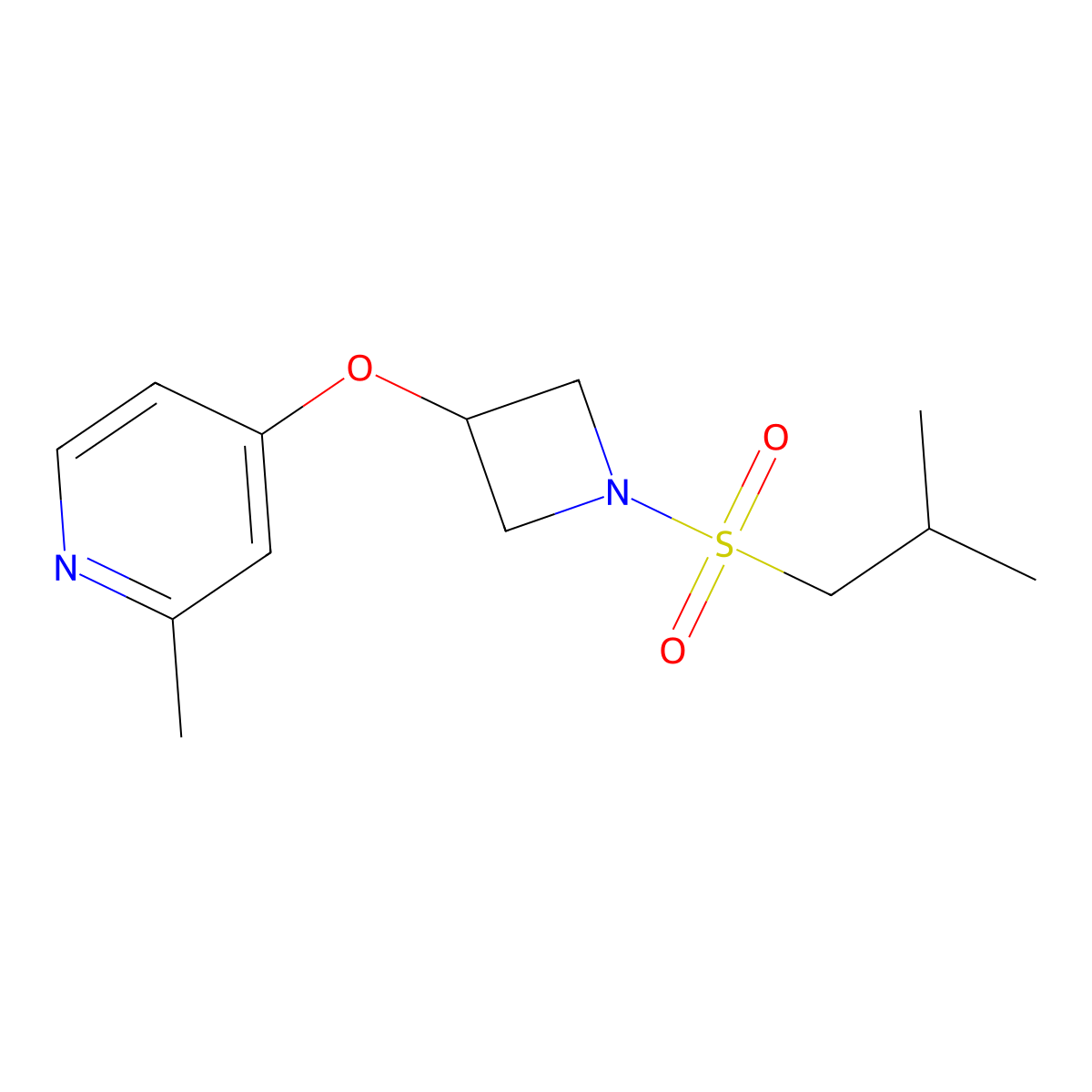 2-Methyl-4-{[1-(2-methylpropanesulfonyl)azetidin-3-yl]oxy}pyridine molecular structure, CAS 2640972-18-3