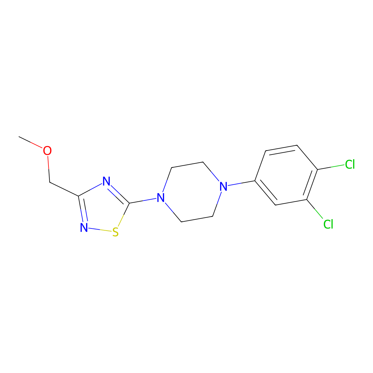1-(3,4-Dichlorophenyl)-4-[3-(methoxymethyl)-1,2,4-thiadiazol-5-yl]piperazine molecular structure, CAS 2640972-19-4