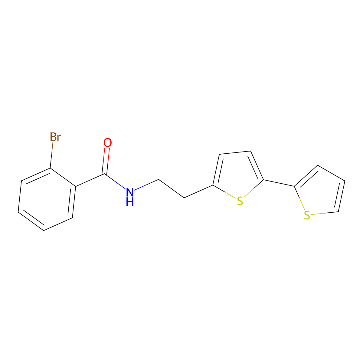N-(2-{[2,2'-bithiophene]-5-yl}ethyl)-2-bromobenzamide molecular structure, CAS 2640972-20-7