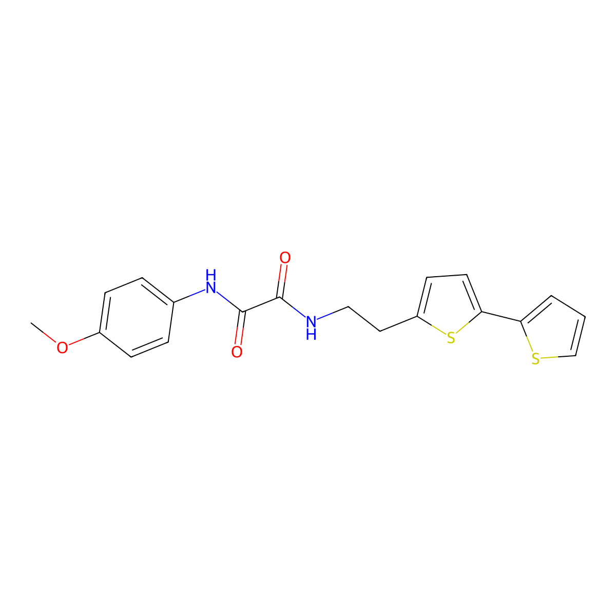 N-(2-{[2,2'-bithiophene]-5-yl}ethyl)-N'-(4-methoxyphenyl)ethanediamide molecular structure, CAS 2640972-22-9