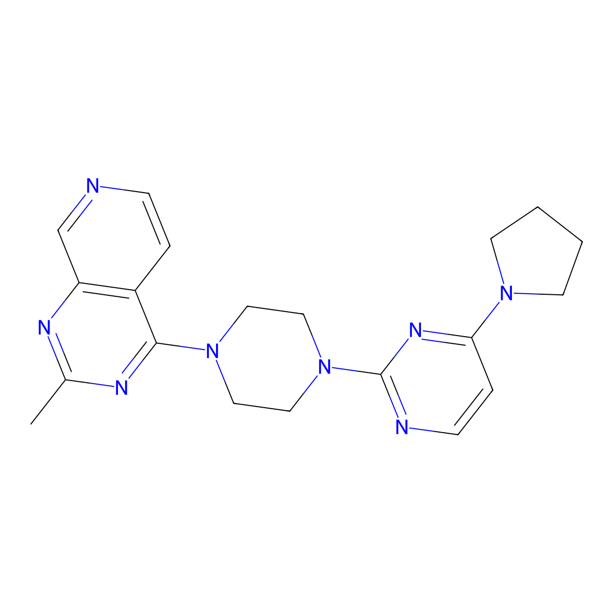 2-(4-{2-Methylpyrido[3,4-d]pyrimidin-4-yl}piperazin-1-yl)-4-(pyrrolidin-1-yl)pyrimidine molecular structure, CAS 2640972-23-0