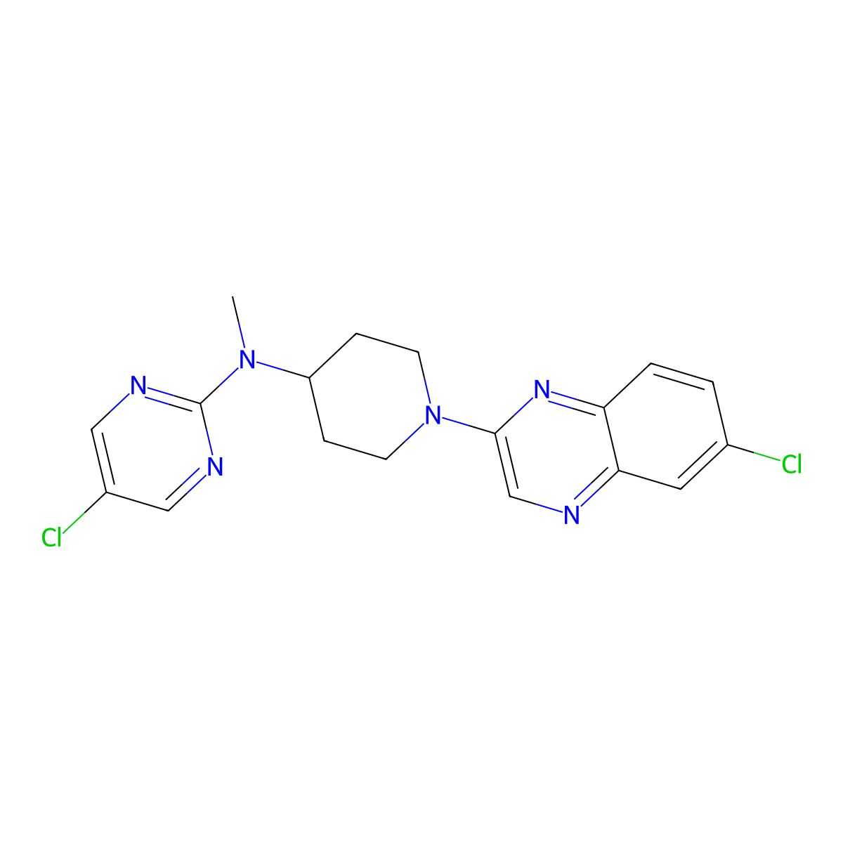 5-chloro-N-[1-(6-chloroquinoxalin-2-yl)piperidin-4-yl]-N-methylpyrimidin-2-amine molecular structure, CAS 2640972-27-4