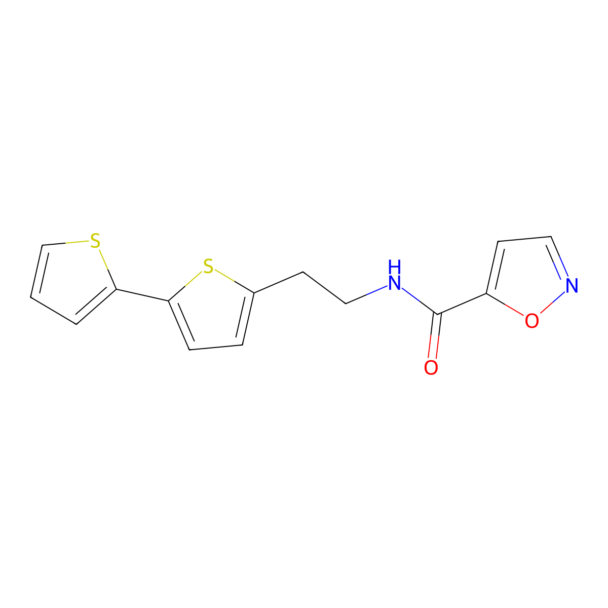 N-(2-{[2,2'-bithiophene]-5-yl}ethyl)-1,2-oxazole-5-carboxamide molecular structure, CAS 2640972-33-2