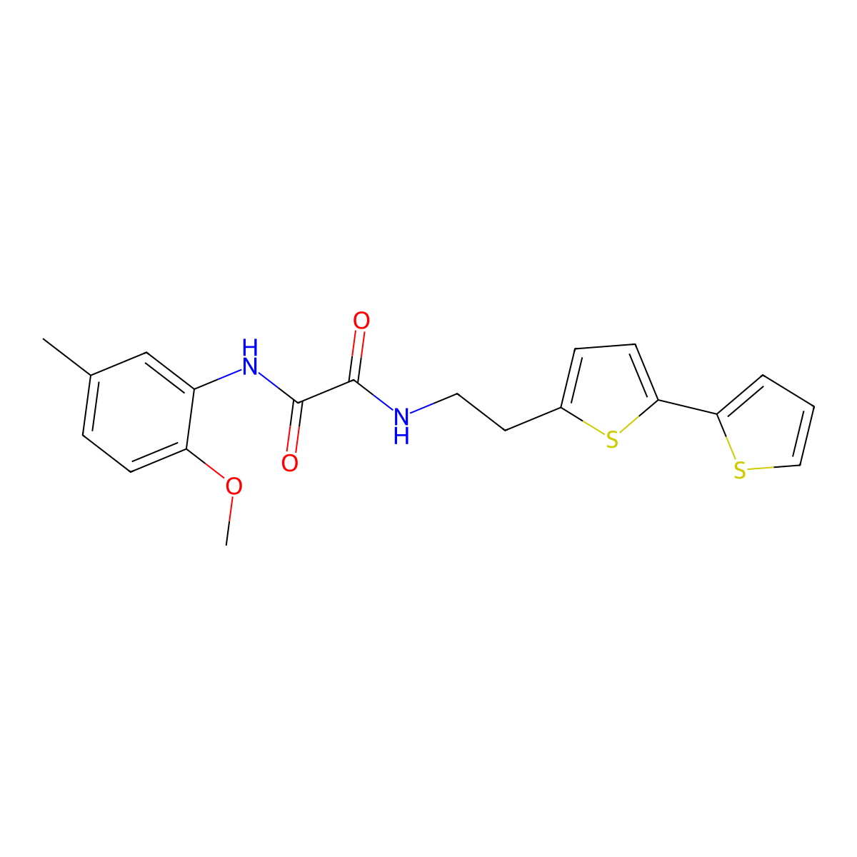 N-(2-{[2,2'-bithiophene]-5-yl}ethyl)-N'-(2-methoxy-5-methylphenyl)ethanediamide molecular structure, CAS 2640972-35-4