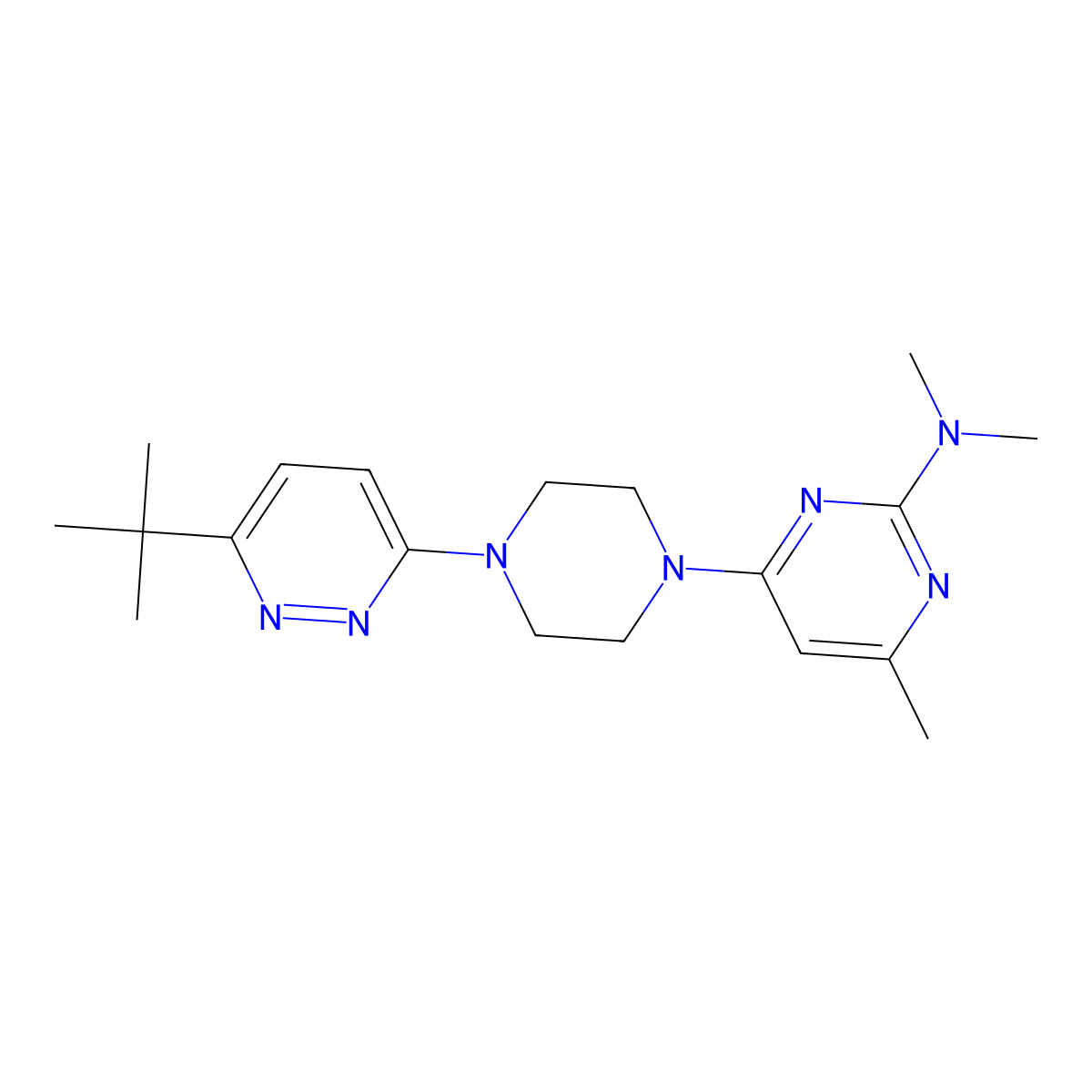 4-[4-(6-tert-butylpyridazin-3-yl)piperazin-1-yl]-N,N,6-trimethylpyrimidin-2-amine molecular structure, CAS 2640972-36-5