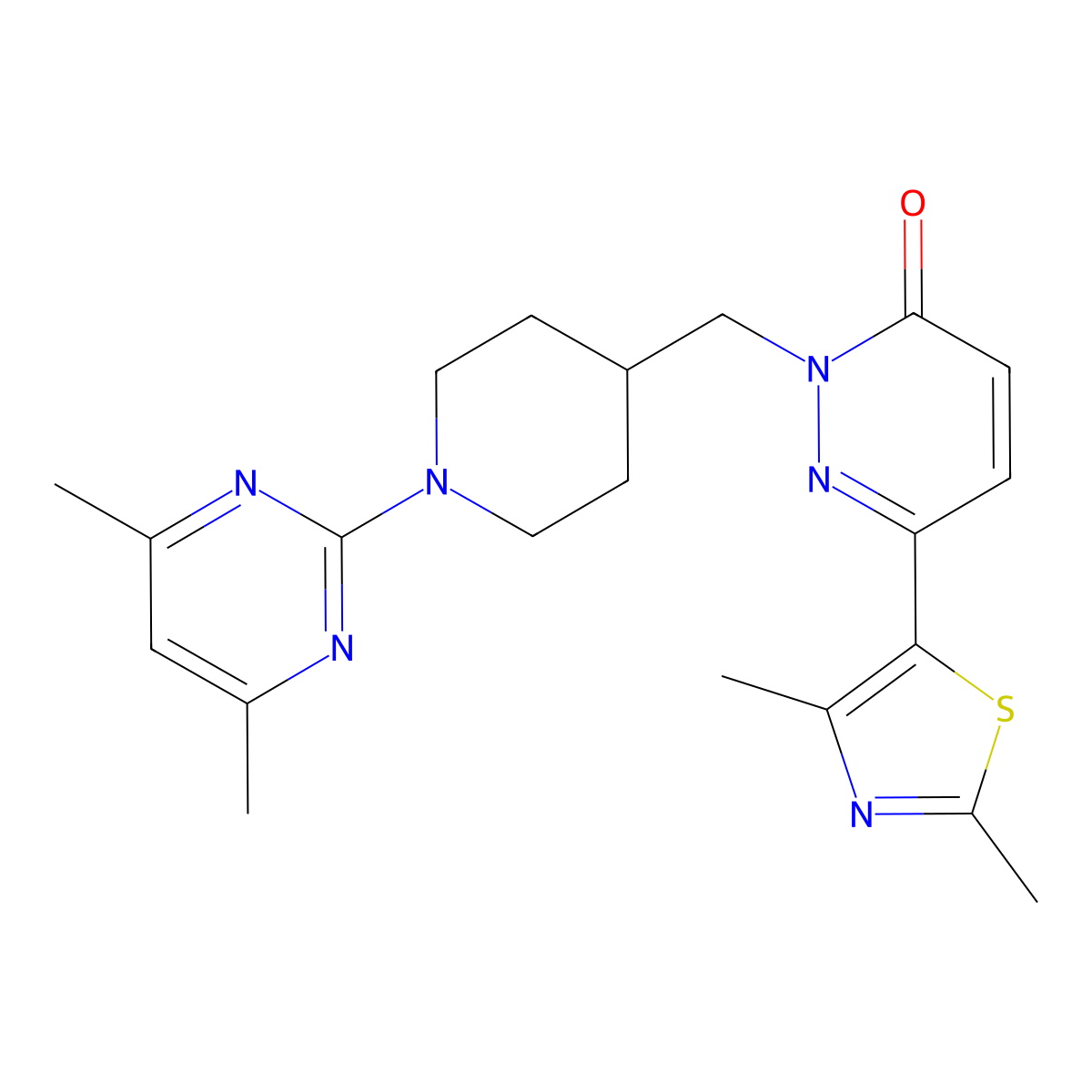 6-(2,4-Dimethyl-1,3-thiazol-5-yl)-2-{[1-(4,6-dimethylpyrimidin-2-yl)piperidin-4-yl]methyl}-2,3-dihydropyridazin-3-one molecular structure, CAS 2640972-41-2