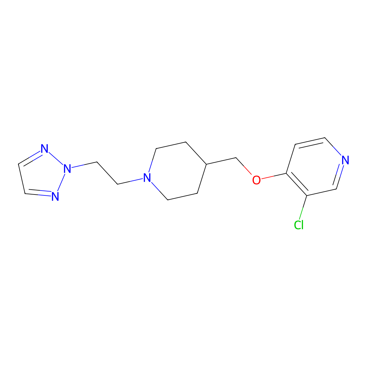 3-chloro-4-({1-[2-(2H-1,2,3-triazol-2-yl)ethyl]piperidin-4-yl}methoxy)pyridine molecular structure, CAS 2640972-42-3