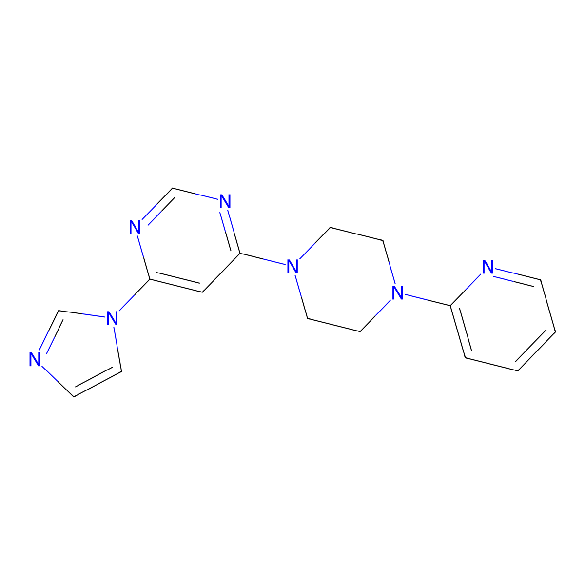 4-(1H-imidazol-1-yl)-6-[4-(pyridin-2-yl)piperazin-1-yl]pyrimidine molecular structure, CAS 2640972-59-2