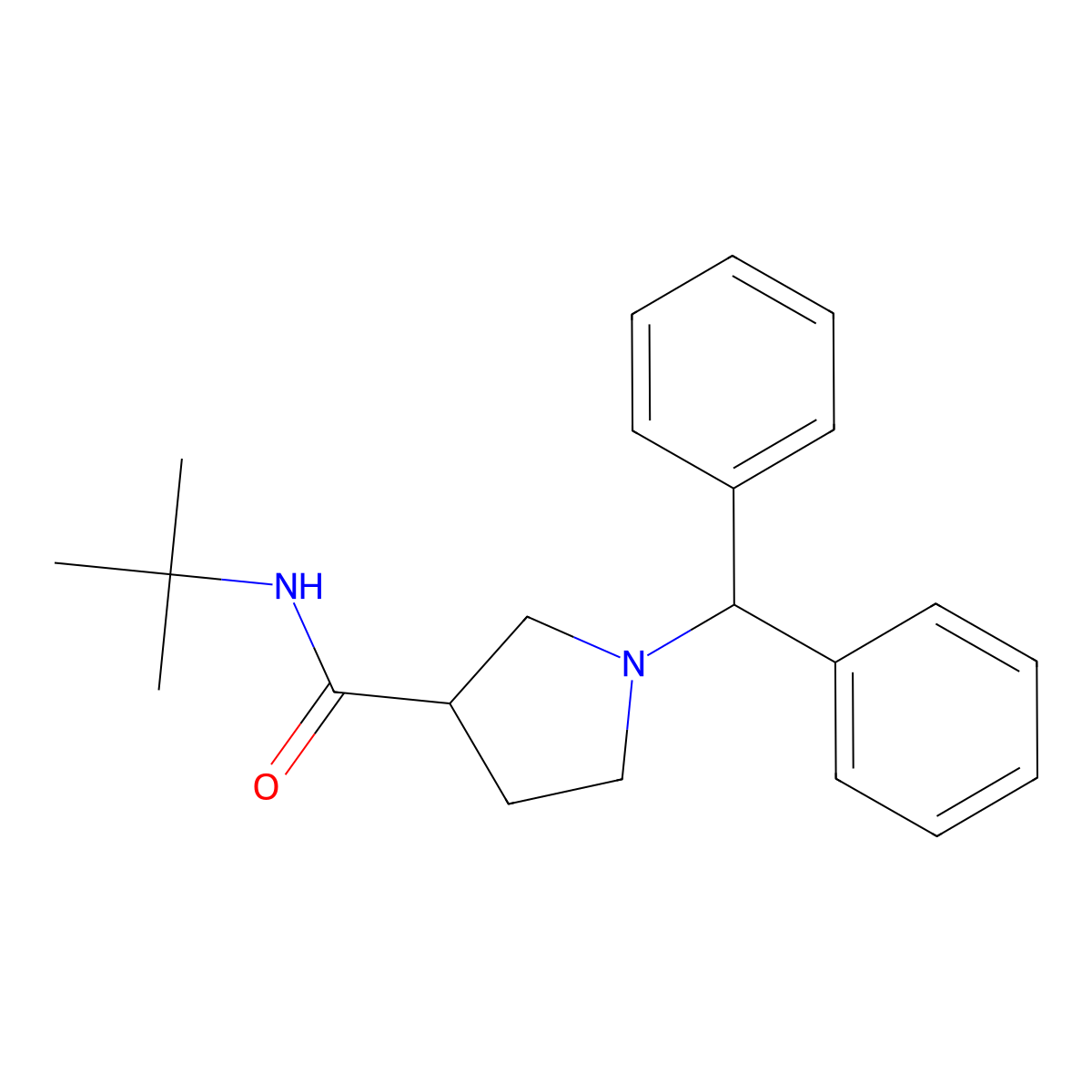 N-tert-butyl-1-(diphenylmethyl)pyrrolidine-3-carboxamide molecular structure, CAS 2640972-61-6