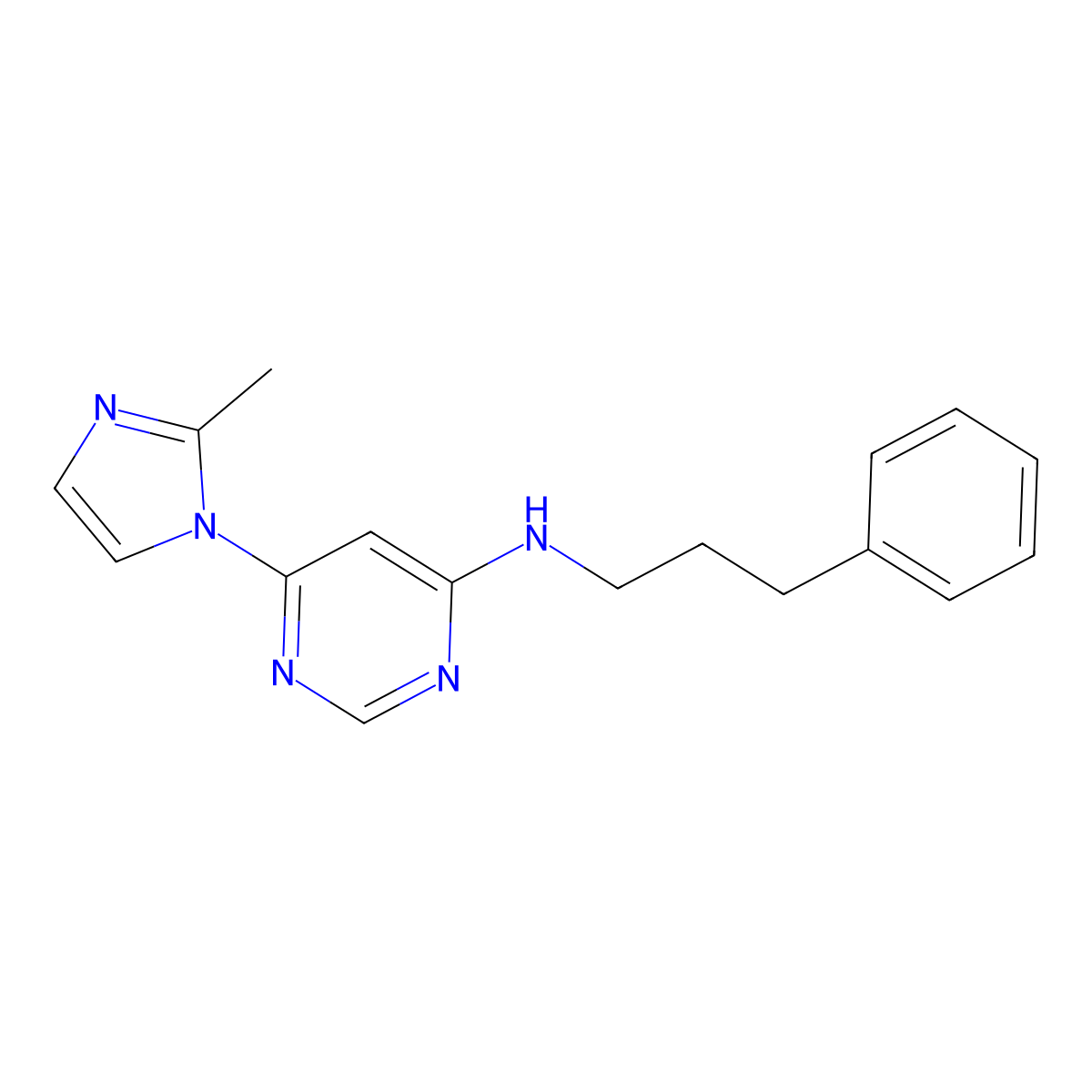 6-(2-methyl-1H-imidazol-1-yl)-N-(3-phenylpropyl)pyrimidin-4-amine molecular structure, CAS 2640972-62-7
