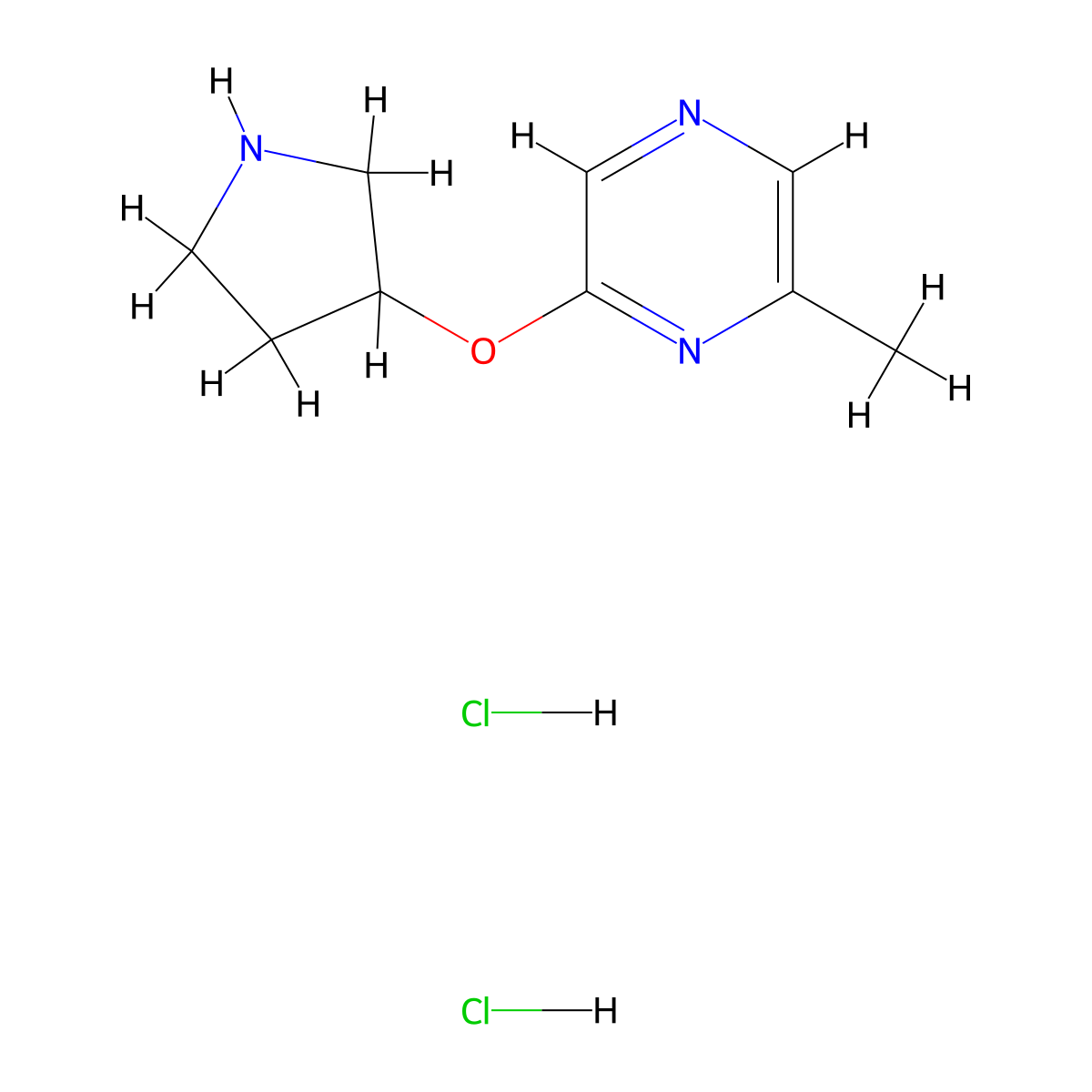 2-Methyl-6-(pyrrolidin-3-yloxy)pyrazine dihydrochloride molecular structure, CAS 2640972-67-2