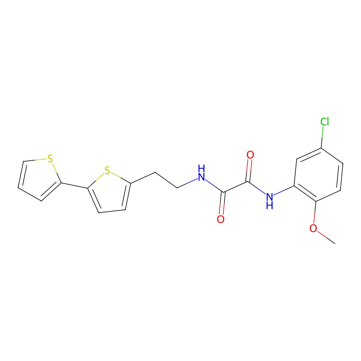 N-(2-{[2,2'-bithiophene]-5-yl}ethyl)-N'-(5-chloro-2-methoxyphenyl)ethanediamide molecular structure, CAS 2640972-73-0