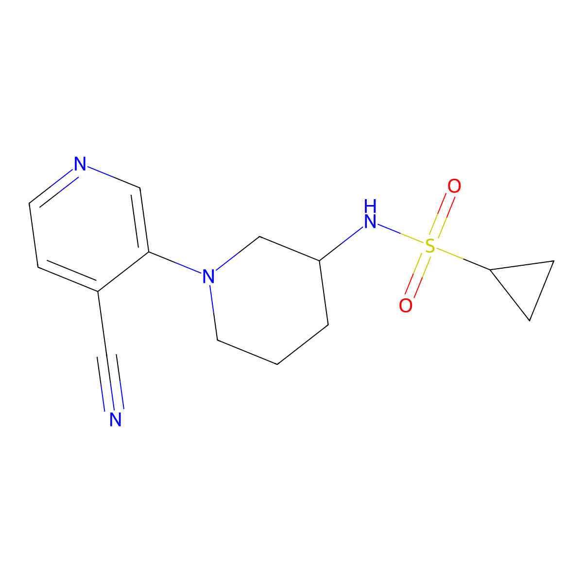 N-[1-(4-cyanopyridin-3-yl)piperidin-3-yl]cyclopropanesulfonamide molecular structure, CAS 2640972-74-1
