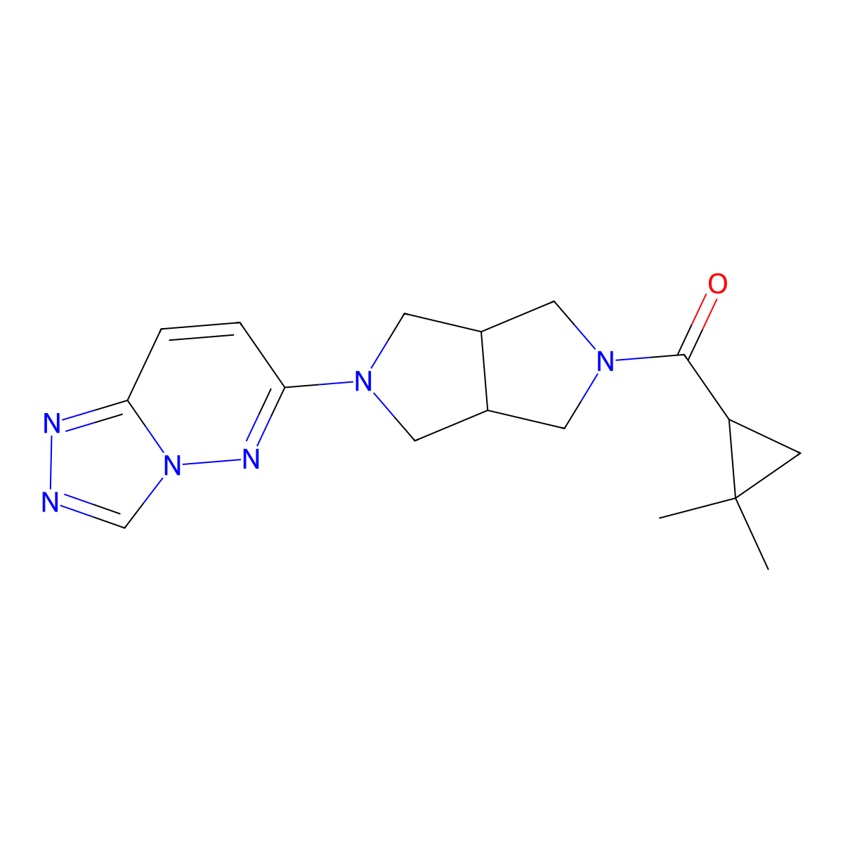 2-(2,2-Dimethylcyclopropanecarbonyl)-5-{[1,2,4]triazolo[4,3-b]pyridazin-6-yl}-octahydropyrrolo[3,4-c]pyrrole molecular structure, CAS 2640972-89-8