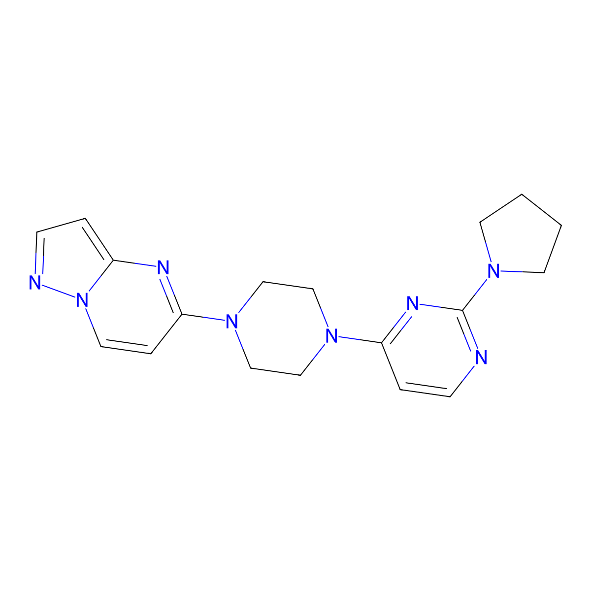 4-(4-{Pyrazolo[1,5-a]pyrimidin-5-yl}piperazin-1-yl)-2-(pyrrolidin-1-yl)pyrimidine molecular structure, CAS 2640972-92-3