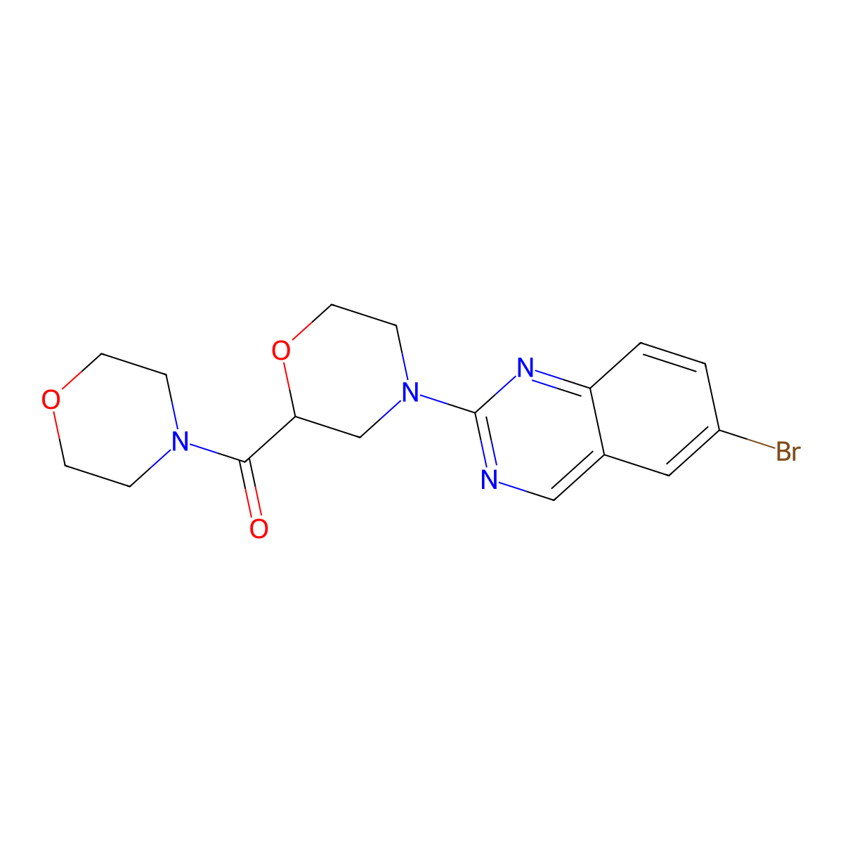 6-Bromo-2-[2-(morpholine-4-carbonyl)morpholin-4-yl]quinazoline molecular structure, CAS 2640972-98-9
