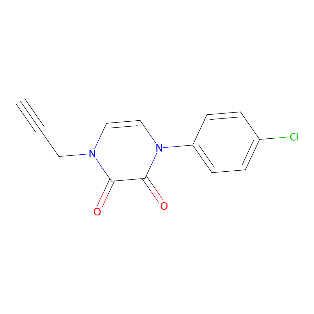 1-(4-Chlorophenyl)-4-(prop-2-yn-1-yl)-1,2,3,4-tetrahydropyrazine-2,3-dione molecular structure, CAS 2640973-02-8
