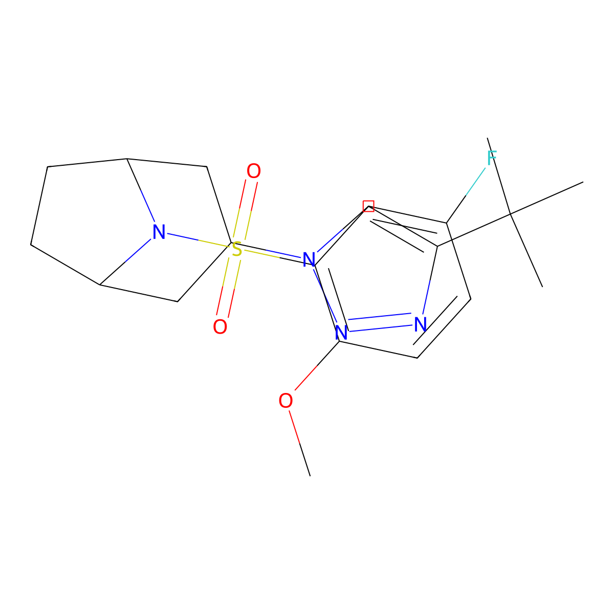 3-(4-tert-butyl-1H-1,2,3-triazol-1-yl)-8-(5-fluoro-2-methoxybenzenesulfonyl)-8-azabicyclo[3.2.1]octane molecular structure, CAS 2640973-17-5