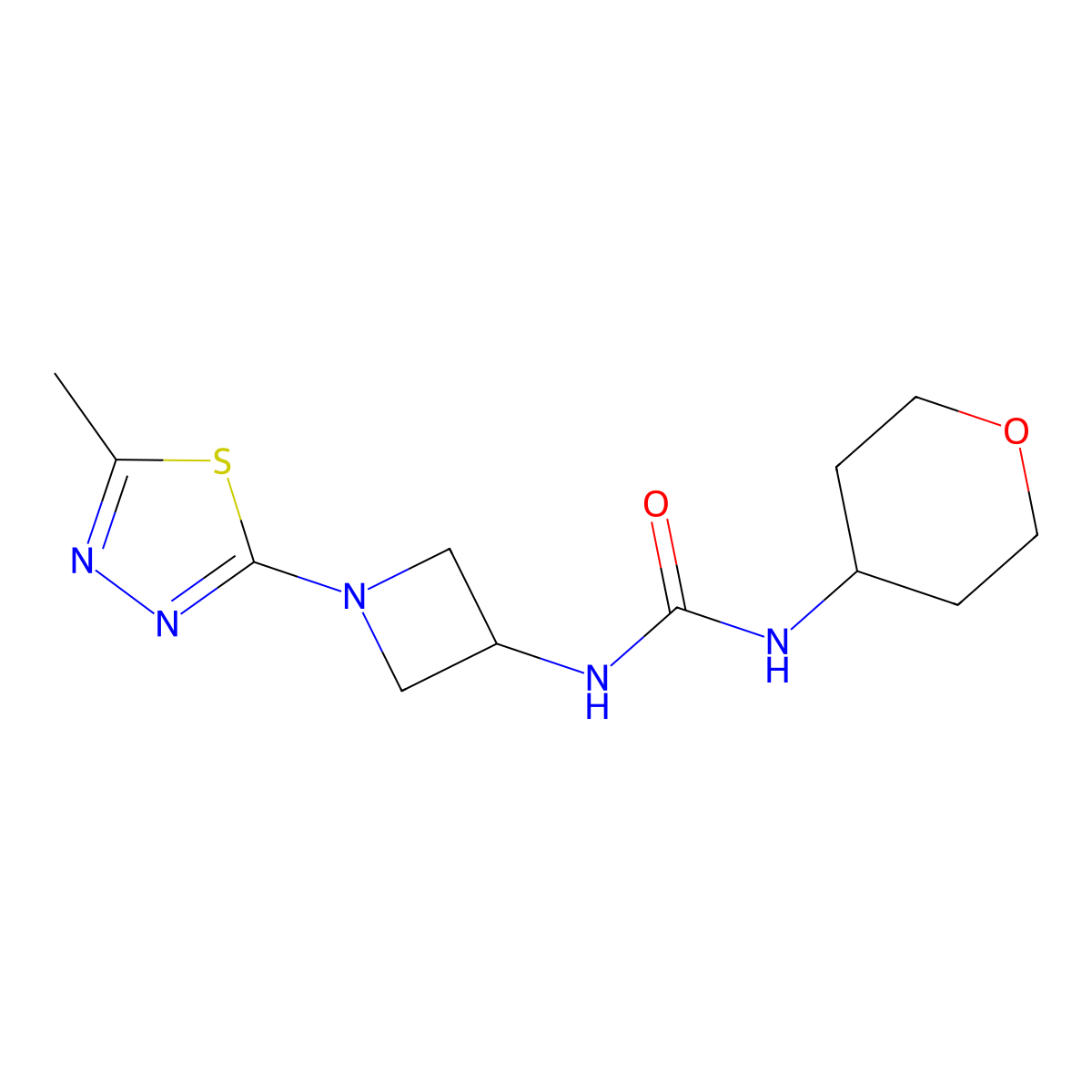 3-[1-(5-Methyl-1,3,4-thiadiazol-2-yl)azetidin-3-yl]-1-(oxan-4-yl)urea molecular structure, CAS 2640973-20-0