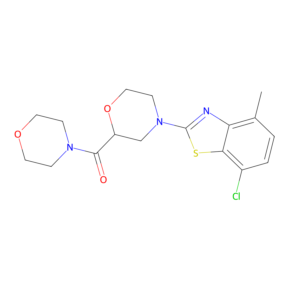 7-Chloro-4-methyl-2-[2-(morpholine-4-carbonyl)morpholin-4-yl]-1,3-benzothiazole molecular structure, CAS 2640973-25-5
